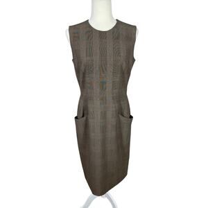 Clotilde Plaid Sleeveless Midi Sheath Dress Size 8 Classic Chic Academia Preppy